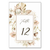 Boho Protea Pampas Grass Floral Wedding Tischnummer (Rückseite)