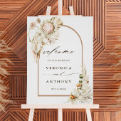 Boho Protea Pampas Grass Floral Wedding Willkommen Poster