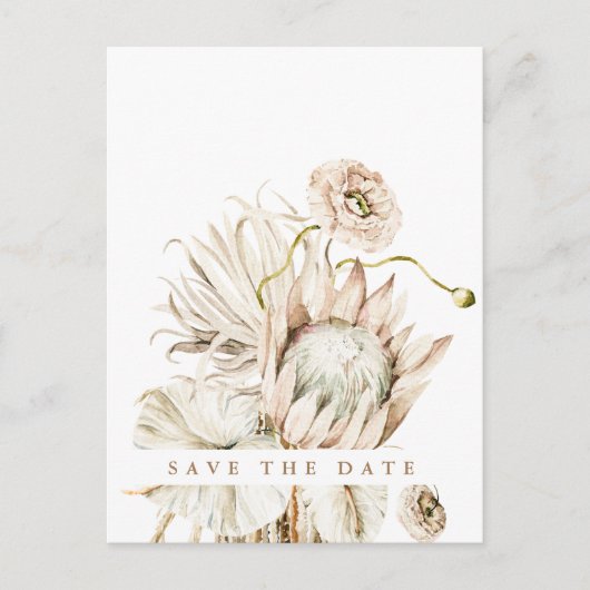 Boho Protea Pampas Grass Save the Date Foto Postc Postkarte (Vorderseite)