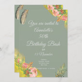 Boho Proteas Elegant 50. Einladung (Vorne/Hinten)