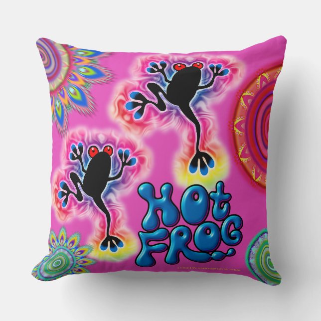 Boho Psychedelic Hot Frog Wire Cushion Cerry Kissen (Vorderseite)