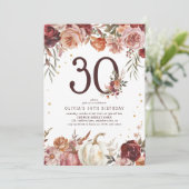 Boho Pumpkin Autumn Bloom 30. Geburtstag Einladung (Stehend Vorderseite)