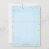 Boho Pumpkin Baby Boy Dusche Watercolor Blue Gold Einladung (Rückseite)