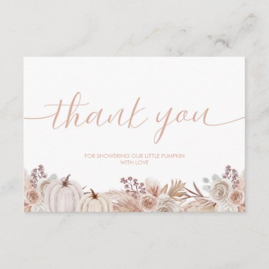 Boho Pumpkin Baby Dusche Danke Karte (Vorderseite)