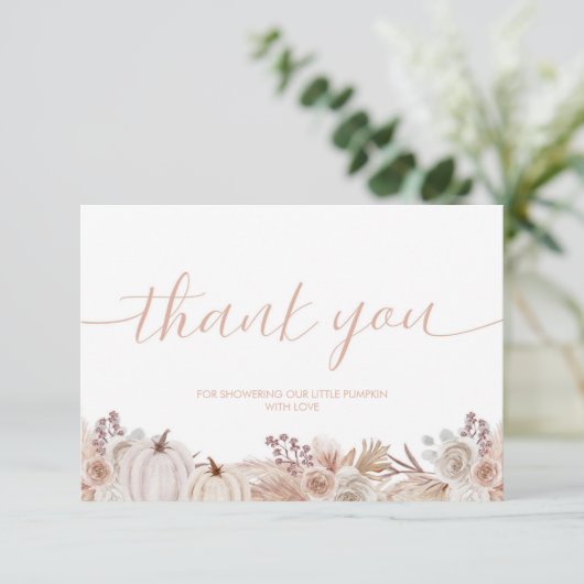 Boho Pumpkin Baby Dusche Danke Karte (Stehend Vorderseite)