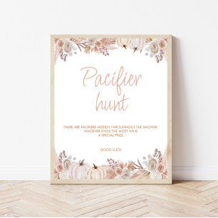 Boho Pumpkin Baby Dusche Schnuller Hunt Sign Poster