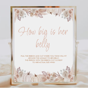 Boho Pumpkin Baby Dusche wie groß ist ihr Bauch-Ze Poster