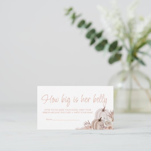 Boho Pumpkin Baby Dusche wie groß ist ihre Bauchka Begleitkarte (Stehend Vorderseite)