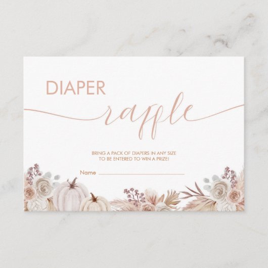 Boho Pumpkin Baby Showdusche Windelwulstentickets Begleitkarte (Vorderseite)