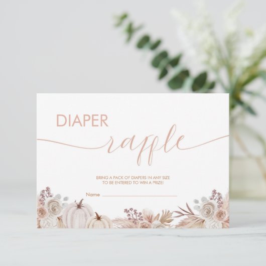 Boho Pumpkin Baby Showdusche Windelwulstentickets Begleitkarte (Stehend Vorderseite)