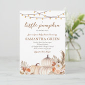 Boho Pumpkin Baby Shower Einladung (Stehend Vorderseite)