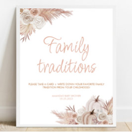 Boho Pumpkin Baby Shower Familientraditionen Unter Poster
