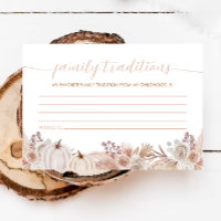 Boho Pumpkin Baby Shower Family Tradition Card