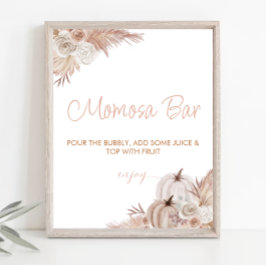 Boho Pumpkin Baby Shower Momosa Bar Sign Poster