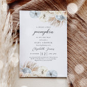 Boho Pumpkin Blue Pampas Grass Boy Baby Shower Einladung