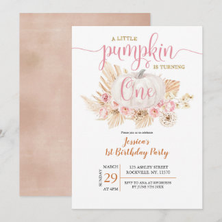 Boho Pumpkin Einladung zum ersten Geburtstag