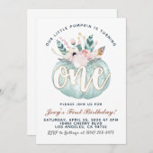 Boho Pumpkin Einladung zum ersten Geburtstag (Vorne/Hinten)