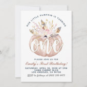 Boho Pumpkin Einladung zum ersten Geburtstag (Vorderseite)