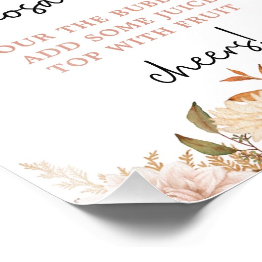 Boho Pumpkin Fall Baby Dusche Mimosa Bar Poster (Ecke)