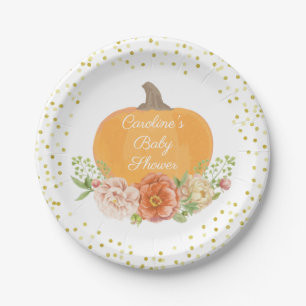 Boho Pumpkin Fall Baby Dusche Wasserfarbe Blütenfa Pappteller