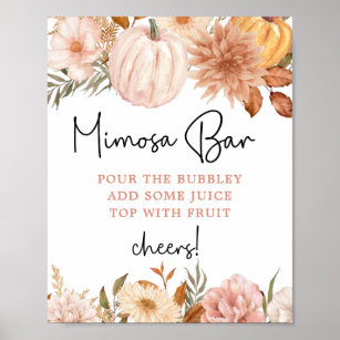Boho Pumpkin Fall Baby Shower Mimosa Bar Poster