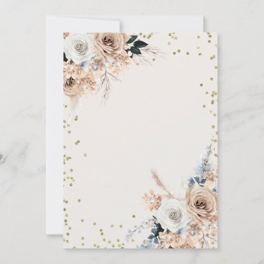 Boho Pumpkin Fall Er oder sie Geschlecht offenbare Einladung (Rückseite)