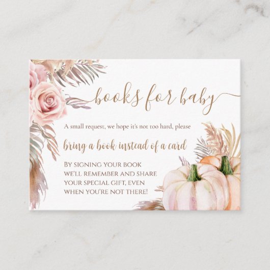Boho Pumpkin Fall Floral Books for Baby Request Begleitkarte (Vorderseite)