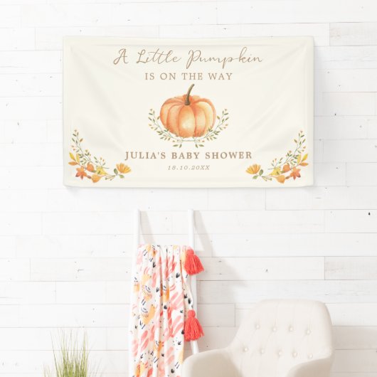 Boho Pumpkin Fall Foliage Baby Dusche Banner (Insitu)