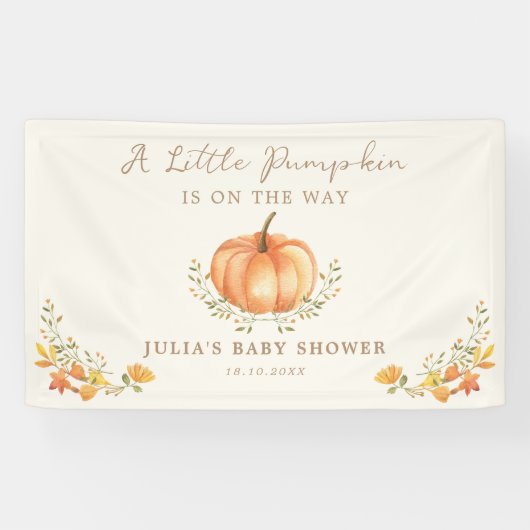 Boho Pumpkin Fall Foliage Baby Dusche Banner (Horizontal)