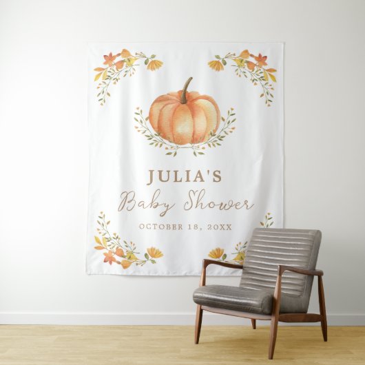 Boho Pumpkin Fall Foliage Baby Dusche Party Wandteppich (Beispiel)