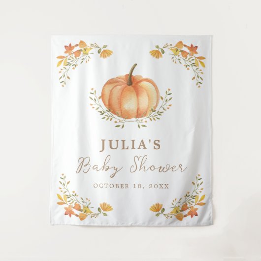 Boho Pumpkin Fall Foliage Baby Dusche Party Wandteppich (Vorderseite)