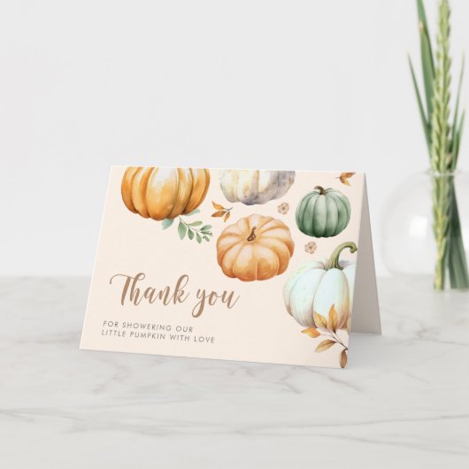 Boho Pumpkin Fall Foliage Dankeskarte (Vorderseite)