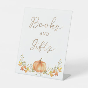 Boho Pumpkin Fall Foliage Kinderbücher und Geschen Sockelschild