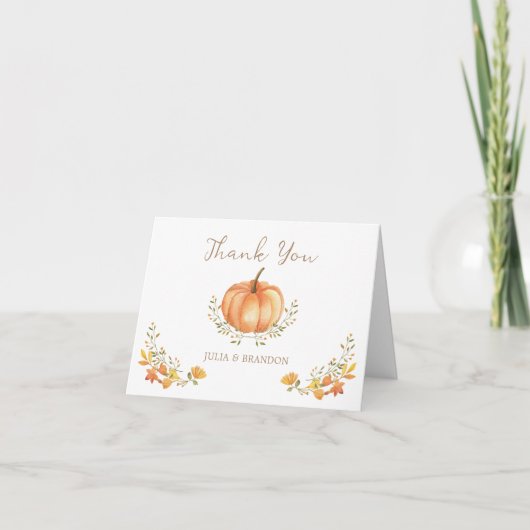 Boho Pumpkin Fall Herbst Blätterdusche Dankeskarte (Vorderseite)