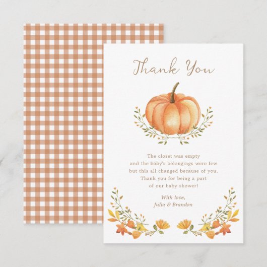Boho Pumpkin Fall Herbst Blätterdusche Dankeskarte (Vorne/Hinten)