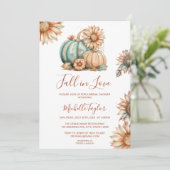 Boho Pumpkin Fall in Liebe Brautparty Einladung (Stehend Vorderseite)