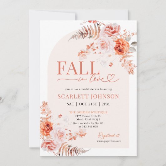 BOHO Pumpkin Fall in Liebe Bridal Dusche Einladung (Vorderseite)