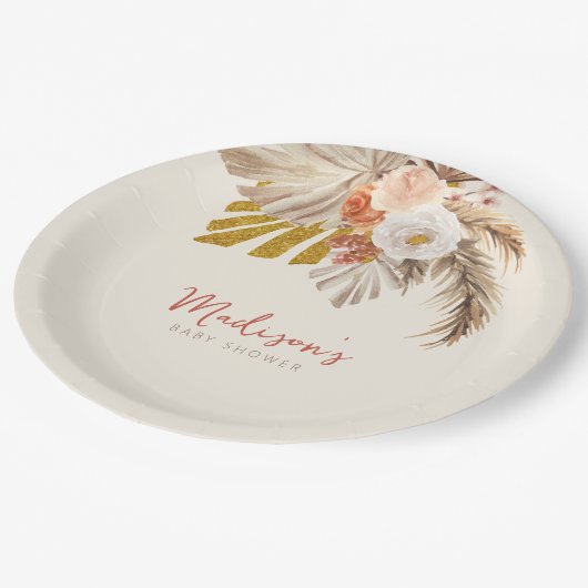 Boho Pumpkin Fall in Liebe mit Babydusche Pappteller (Schrägansicht)