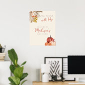 Boho Pumpkin fällt in Liebe mit Baby Welcome Sign Poster (Heimbüro)