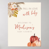 Boho Pumpkin fällt in Liebe mit Baby Welcome Sign Poster (Vorne)