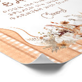 Boho Pumpkin Floral Baby Shower Mama-osa Bar Poster (Ecke)