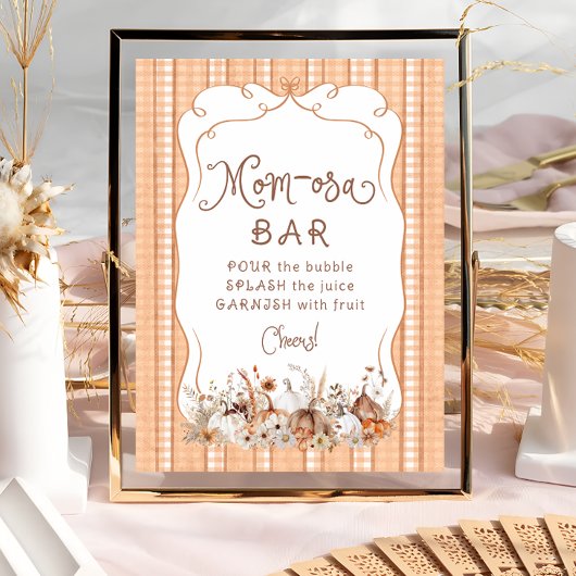 Boho Pumpkin Floral Baby Shower Mama-osa Bar Poster