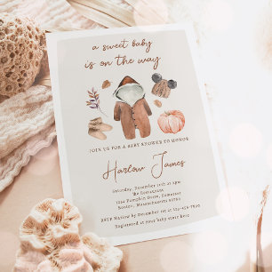 Boho Pumpkin Gender Neutral Autumn Baby Shower Einladung