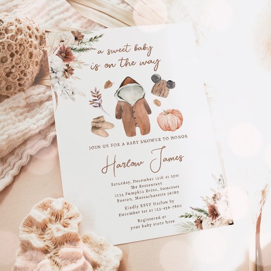 Boho Pumpkin Gender Neutral Autumn Baby Shower Einladung