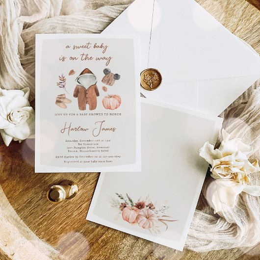 Boho Pumpkin Gender Neutral Autumn Baby Shower Einladung