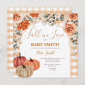 Boho Pumpkin Gingham Fall in Liebe Baby Dusche Einladung (Vorne/Hinten)