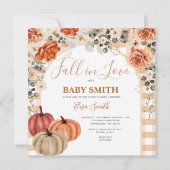 Boho Pumpkin Gingham Fall in Liebe Baby Dusche Einladung (Vorderseite)