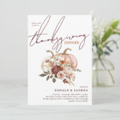 Boho Pumpkin Herbstbluben Erntedank Abendessen Einladung (Stehend Vorderseite)