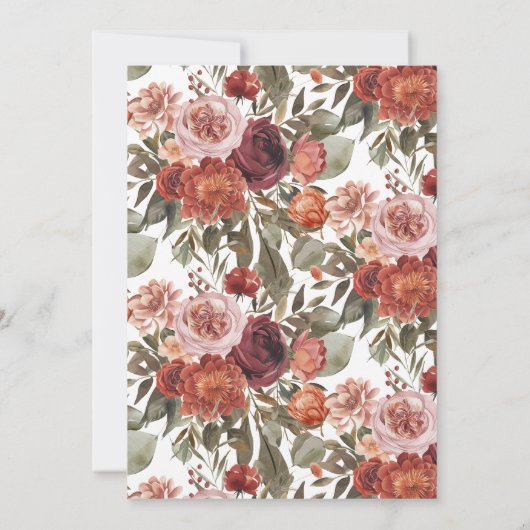 Boho Pumpkin Herbstbluben Erntedank Abendessen Einladung (Rückseite)