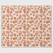 Boho Pumpkin Latte Coffee Floral Girl Herbst Herbs Geschenkpapier (Flach)